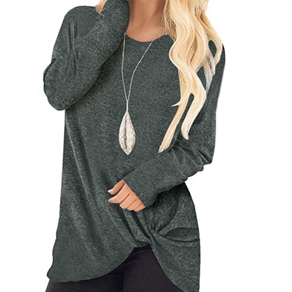 cute t shirt woman knot side front top loose fit - Picture 4 of 8